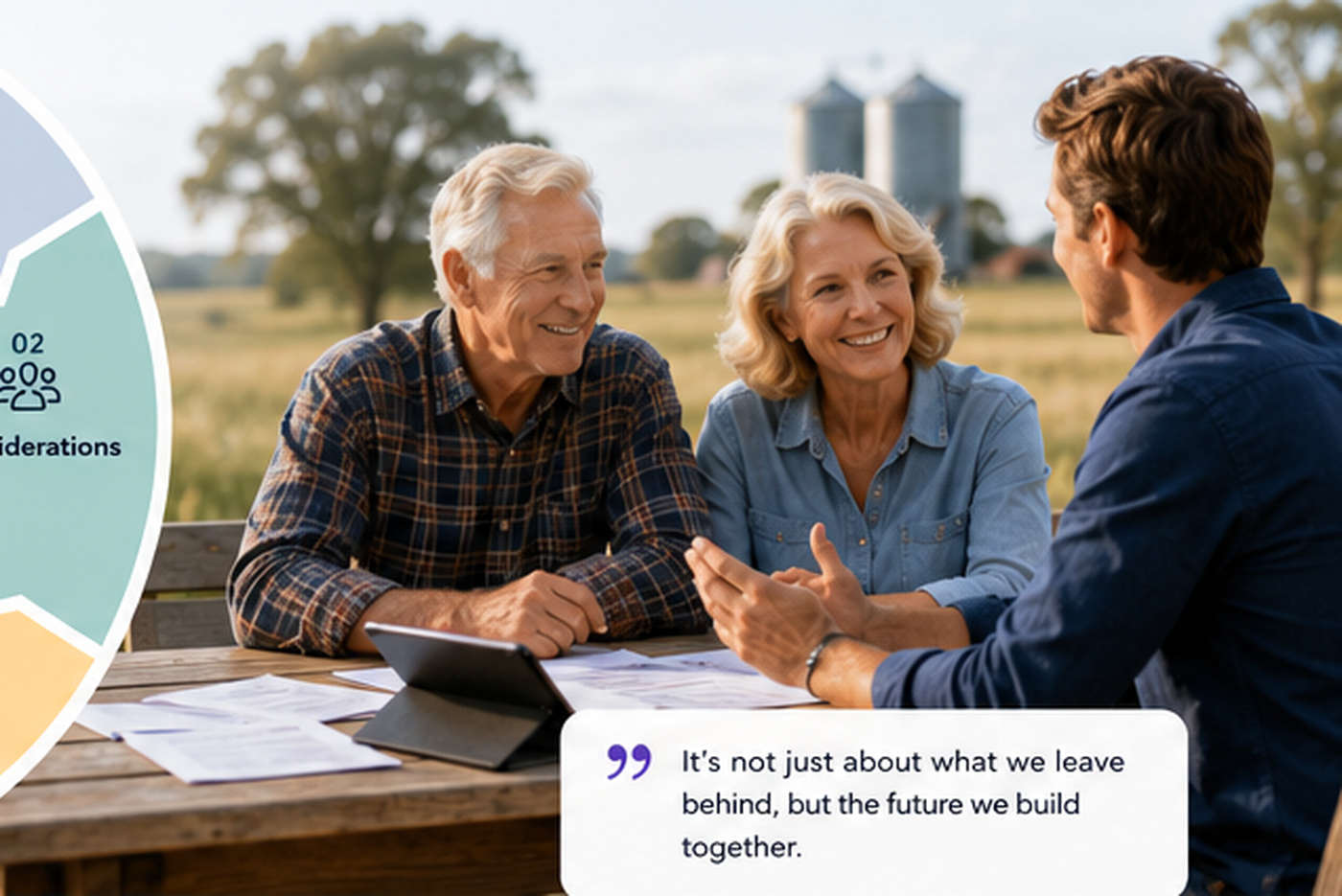 Rural family discussing succession planning